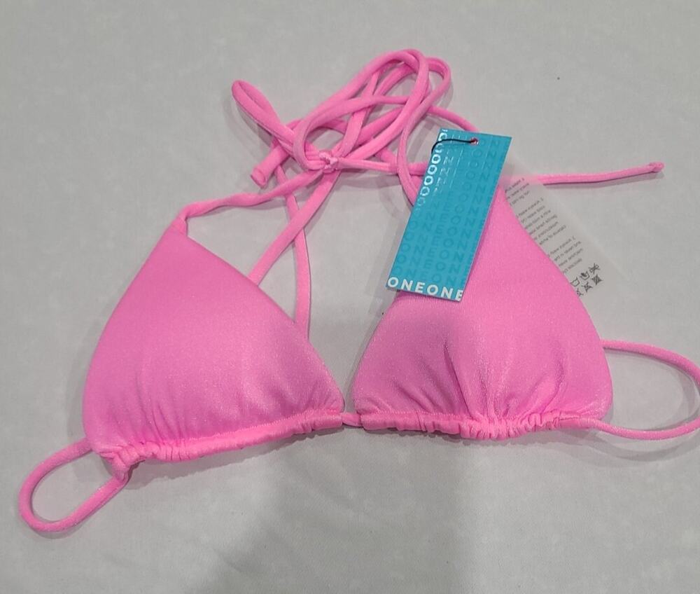 One One Legit Perfect Fit Bright Pink Triangle Bathing Suit Top- Size Medium